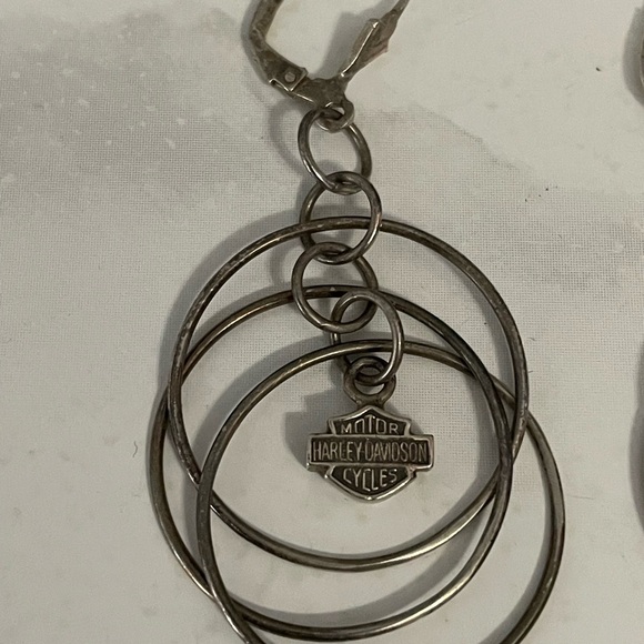 Vintage 925 Sterling Silver Harley Davidson Infinity Hoop Earrings - Picture 3 of 7